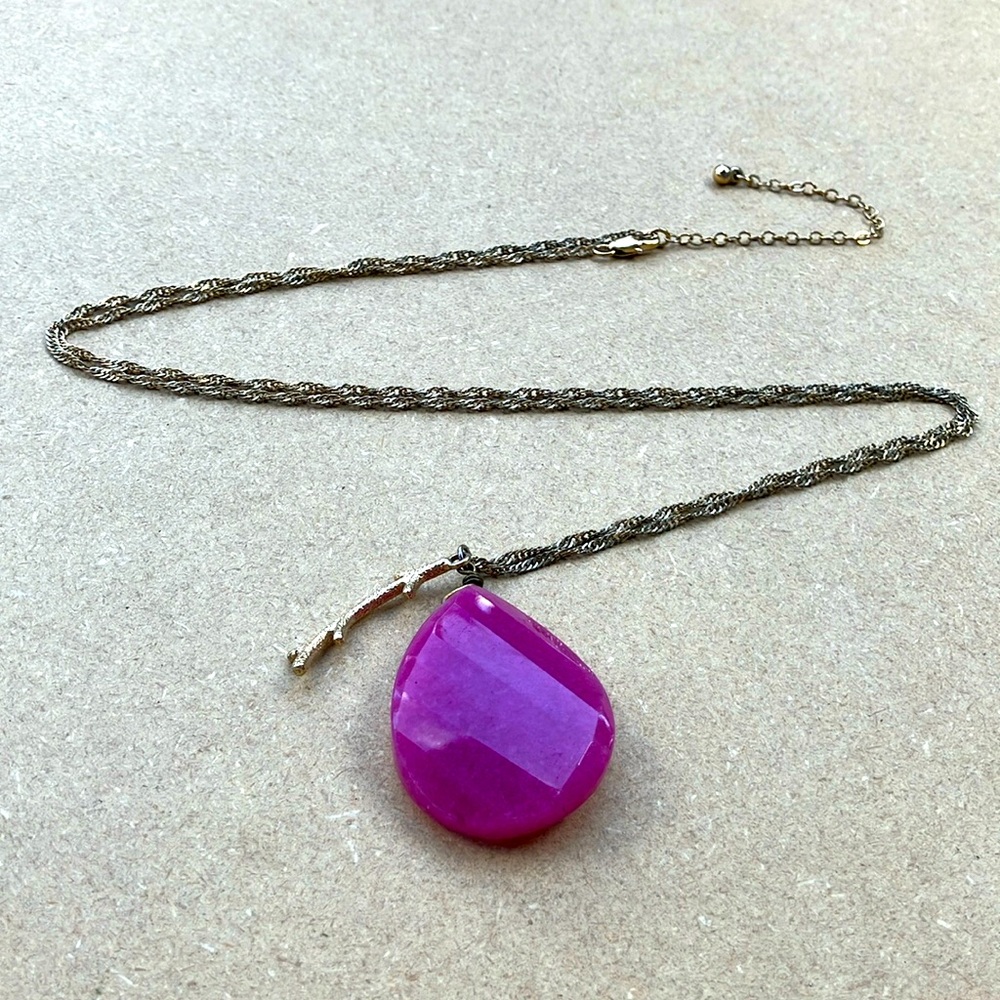 Magenta Jewel Cut Stone Necklace